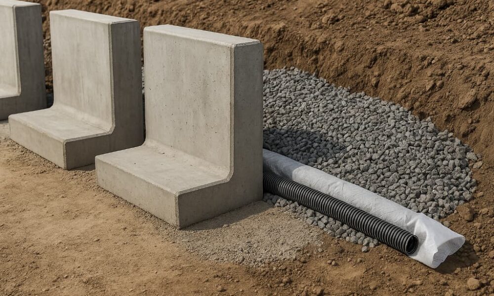 Murek oporowy z prefabrykatów L