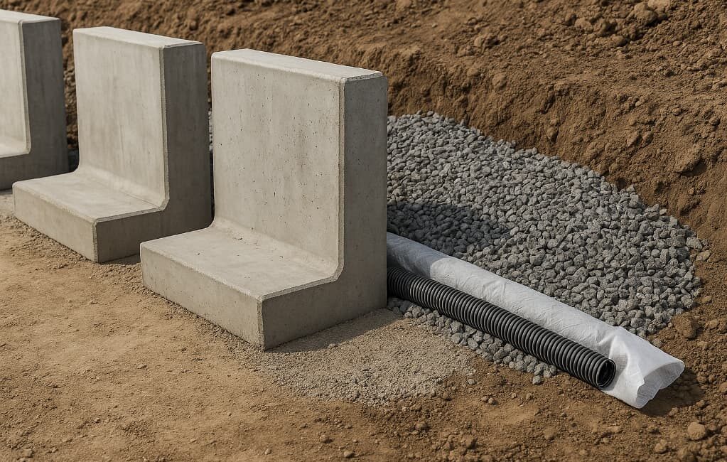 Murek oporowy z prefabrykatów L