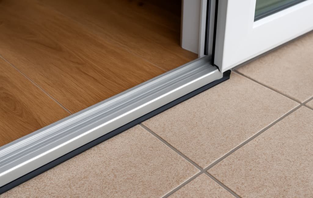 Pęknięty próg balkonowy – trwałe uszczelnienie taśmą butylową i żywicą, bez demontażu drzwi Pęknięty próg balkonowy